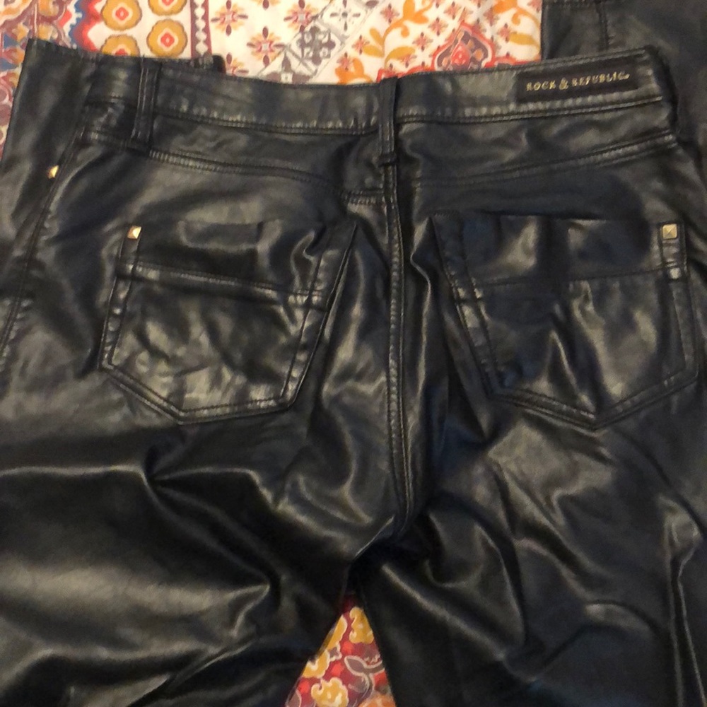 Black leather skinny jeans